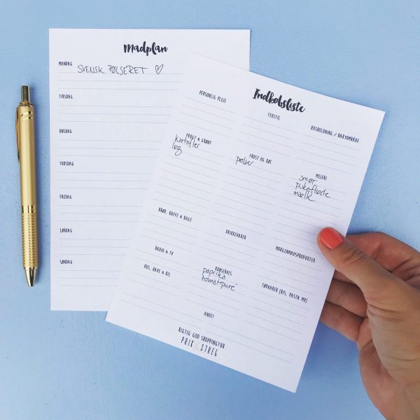 Gratis indkøbsliste og madplan fra PRIK og STREG