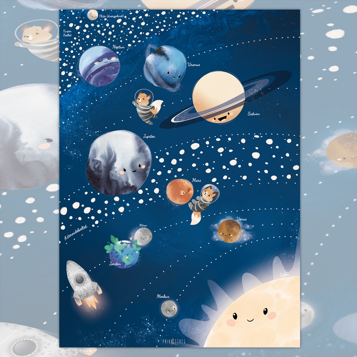 Planeten Poster Mit Filz-Figuren – 105x75 Cm, Inkl. 32 Teilen Zum Spielen & Lernen Für Kinder